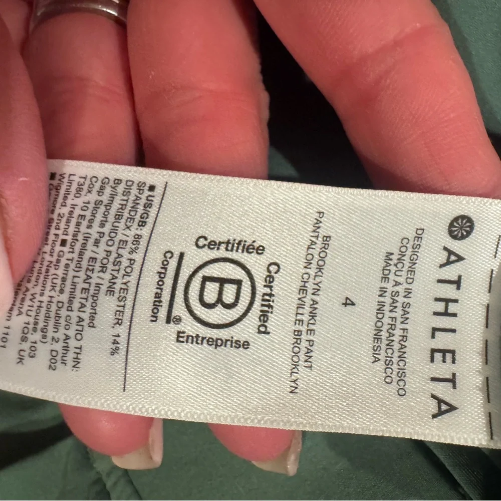 Athleta Brooklyn Ankle Pant in Green, Size 4, like new - Picture 7 of 7